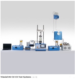 Der Satz triaxialer UU-CU-CD-Tests für Proben mit Ø38 mm und Ø50 mm. 220–240 V, 50–60 Hz, 1 Ph