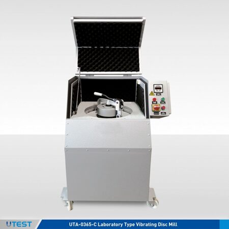 Vibrationsscheibenmühle vom Labortyp, Aufgabegröße <15 mm, Ausgangskorngröße 38 μm. 380 V, 50 Hz, 3 Phasen