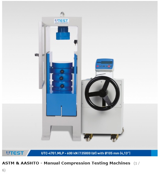 Manuelle 1500-kN-Druckprüfmaschinen für Zylinder, ASTM C39 und AASHTO T22.