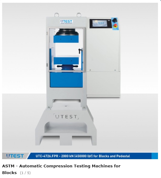 1100 kN Automatisch. Komp. Mach. mit UTouch PRO für Blöcke, ASTM C140, C1314, 220–240 V, 50–60 Hz, 1 Ph.