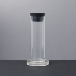 Zylindrische Glasflasche, mit Stopfen, für organische Verunreinigungen, ca. 450 ml, EN.