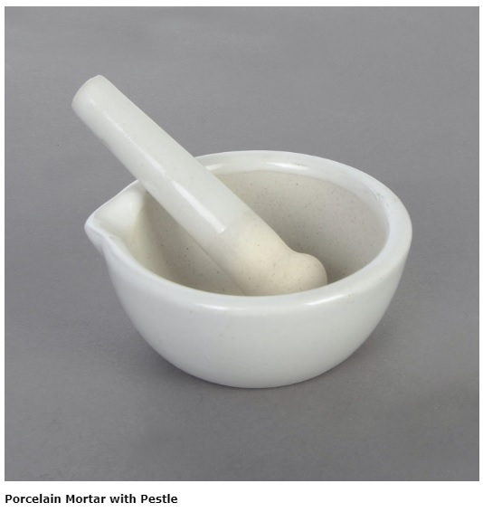 Porzellanmörser mit Stößel, Ø130mm.